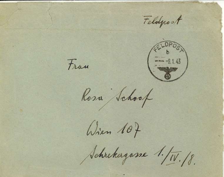 Feldpostbrief Kuvert 8.1.43 vorne